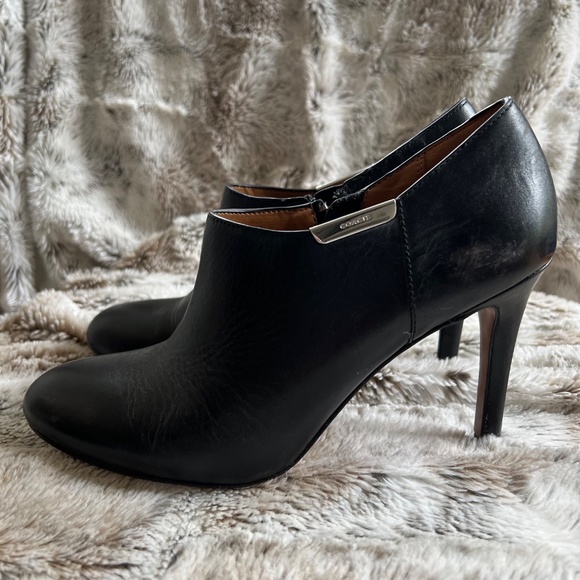 Coach Black Leather Stiletto Ankle Boots Shoes Size 6 - Picture 5 of 9